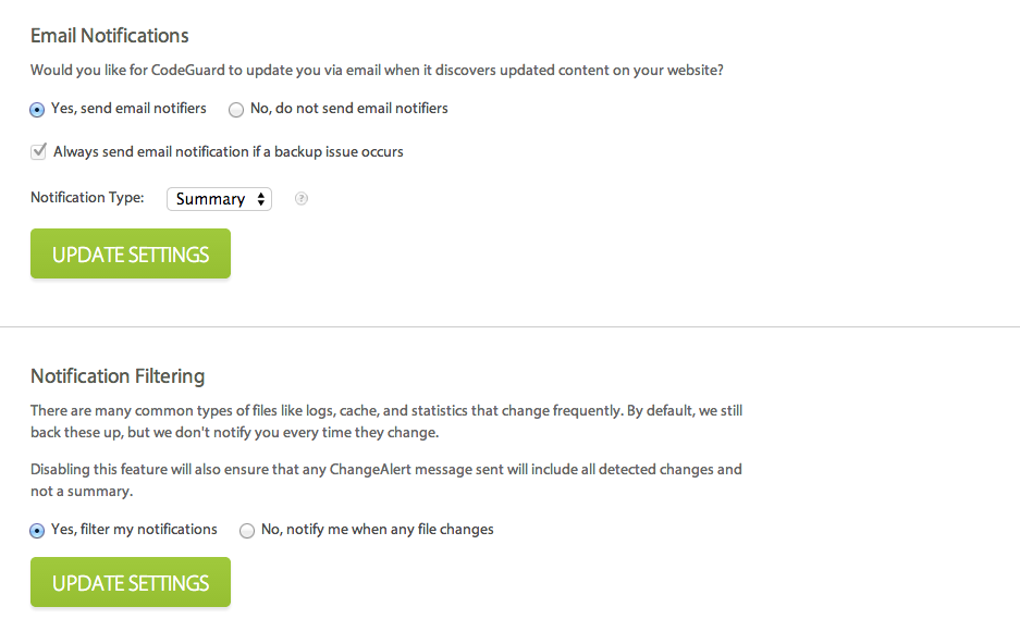 Change Alert Configurations